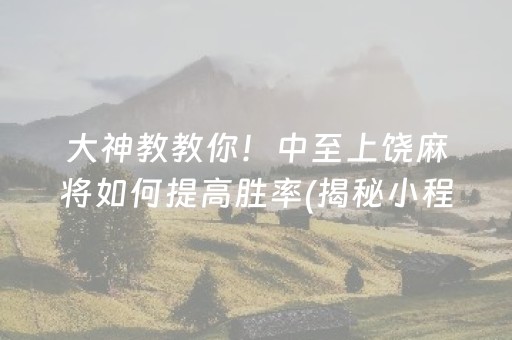 大神教教你！中至上饶麻将如何提高胜率(揭秘小程序助赢软件)