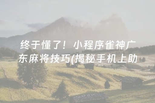 终于懂了！小程序雀神广东麻将技巧(揭秘手机上助赢神器)