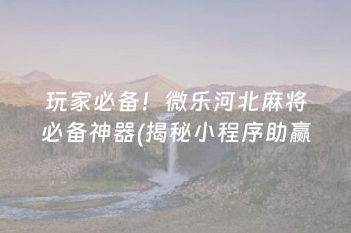 玩家必备！微乐河北麻将必备神器(揭秘小程序助赢神器)