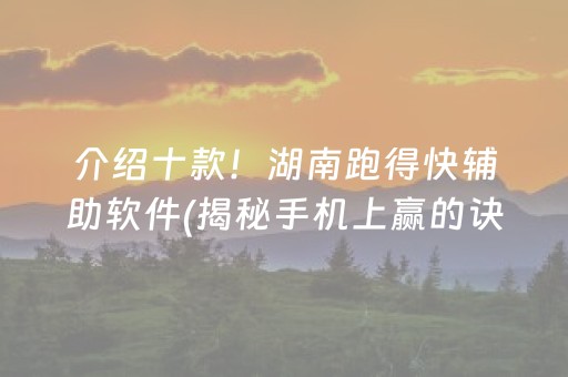 介绍十款！湖南跑得快辅助软件(揭秘手机上赢的诀窍)