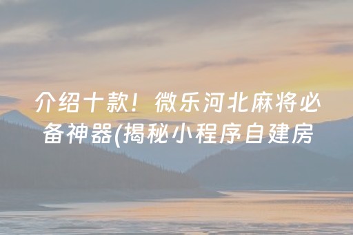 介绍十款！微乐河北麻将必备神器(揭秘小程序自建房怎么赢)