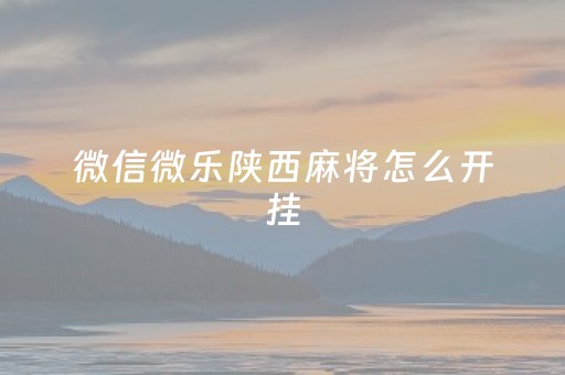 微信微乐陕西麻将怎么开挂（微信小程序微乐陕西麻将挂）