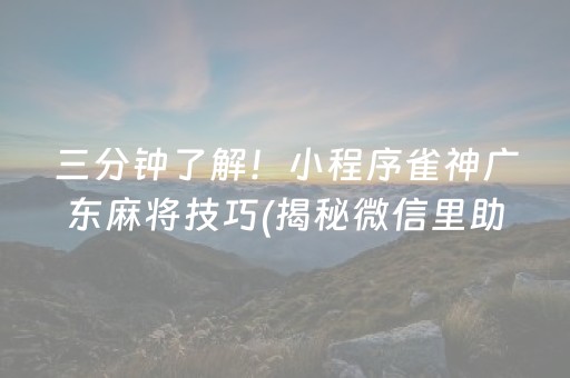 三分钟了解！小程序雀神广东麻将技巧(揭秘微信里助攻神器)