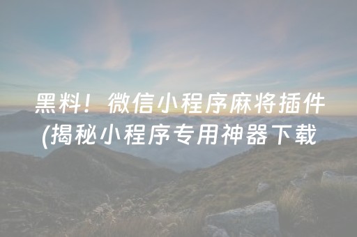 必看盘点揭秘！小程序微乐麻将一直输怎么回事(揭秘手机上最新神器下载)