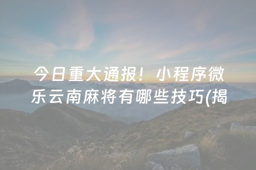 介绍十款！微乐麻将小程序赢的技巧(揭秘手机上自建房怎么赢)