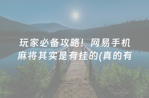 玩家必备攻略！网易手机麻将其实是有挂的(真的有挂确实有挂)