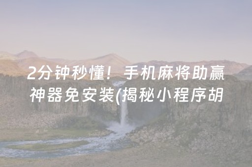 介绍十款！微乐安徽麻将注入插件功能(揭秘小程序必备神器)