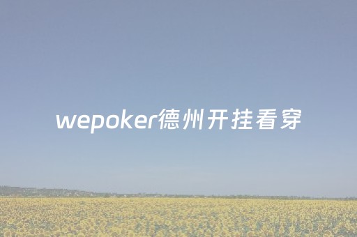 wepoker德州开挂看穿（wepoker德州辅助挂）