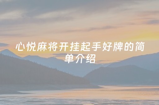 心悦麻将开挂起手好牌的简单介绍