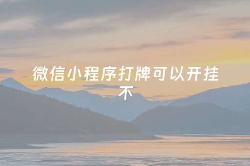 微信小程序打牌可以开挂不（微信小程序打牌怎么开挂）