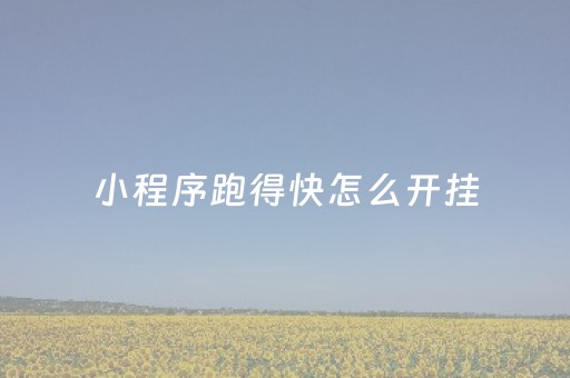 小程序跑得快怎么开挂（微信小程序跑得快怎么开挂）