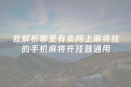 我解析哪里有卖网上麻将挂的手机麻将开挂器通用（网上卖打麻将开挂是真的吗）