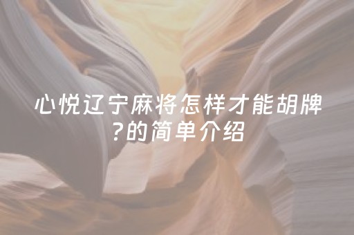 心悦辽宁麻将怎样才能胡牌?的简单介绍