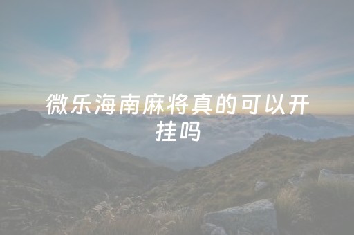 微乐海南麻将真的可以开挂吗（海南微乐麻将怎么开挂）