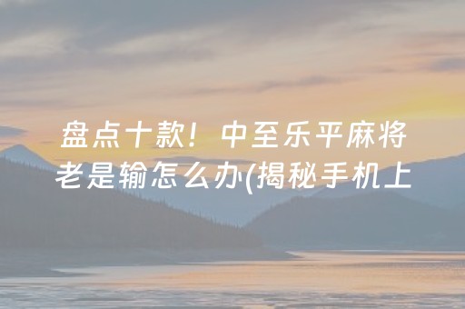 盘点十款！中至乐平麻将老是输怎么办(揭秘手机上助手软件)