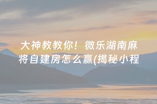 大神教教你！微乐湖南麻将自建房怎么赢(揭秘小程序赢牌技巧)