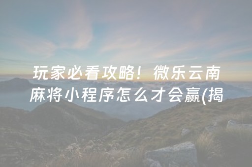 玩家必看攻略！微乐云南麻将小程序怎么才会赢(揭秘手机上专用神器)