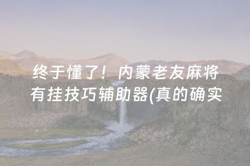 终于懂了！内蒙老友麻将有挂技巧辅助器(真的确实是有挂)