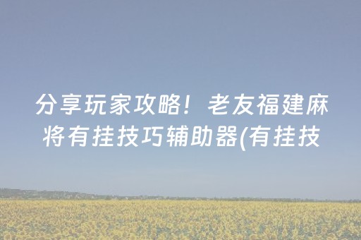 分享玩家攻略！老友福建麻将有挂技巧辅助器(有挂技巧辅助器)