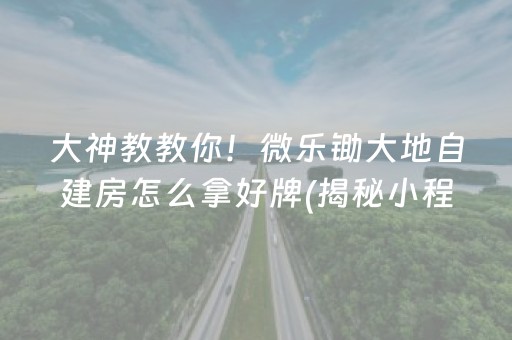 大神教教你！微乐锄大地自建房怎么拿好牌(揭秘小程序专用神器下载)