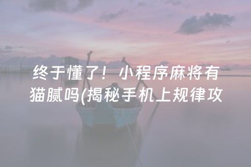 终于懂了！小程序麻将有猫腻吗(揭秘手机上规律攻略)