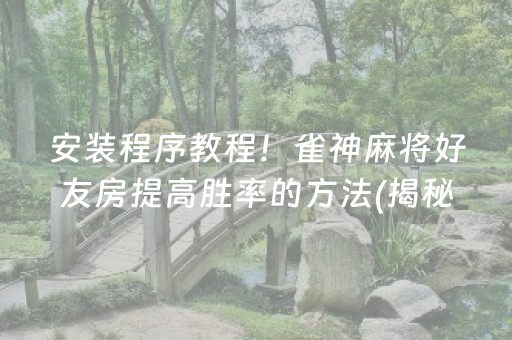 安装程序教程！雀神麻将好友房提高胜率的方法(揭秘小程序助攻神器)