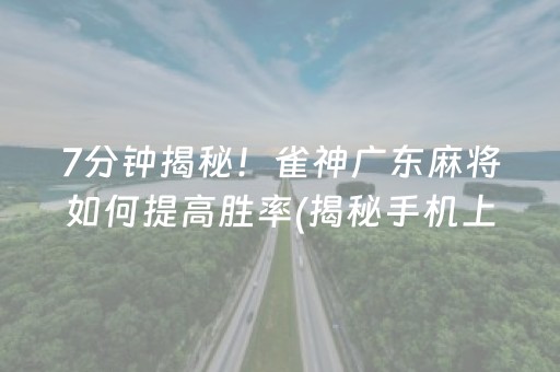 7分钟揭秘！雀神广东麻将如何提高胜率(揭秘手机上提高胜率)