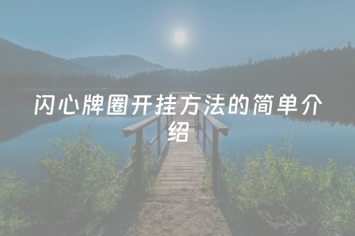 闪心牌圈开挂方法的简单介绍