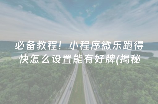 必备教程！小程序微乐跑得快怎么设置能有好牌(揭秘微信里专用神器下载)