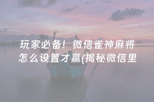 黑料！微乐北京麻将派牌规律(揭秘小程序胜率到哪调)