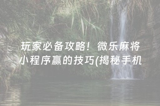 介绍十款！指尖四川麻将修改器(揭秘小程序胜率到哪调)