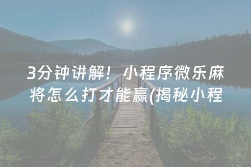 玩家必看攻略！微乐甘肃麻将有技巧吗(确实是有挂的)