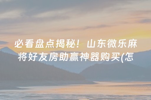 必看盘点揭秘！山东微乐麻将好友房助赢神器购买(怎么老是输)