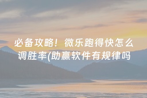 必备攻略！微乐跑得快怎么调胜率(助赢软件有规律吗)