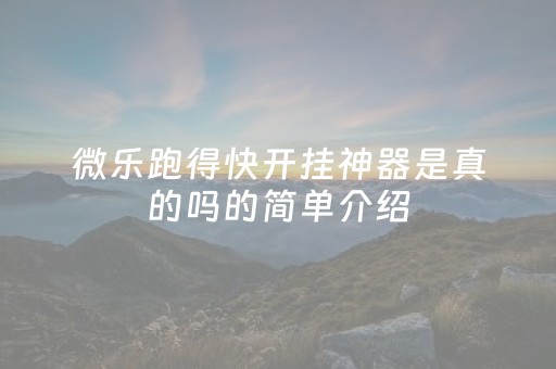 微乐跑得快开挂神器是真的吗的简单介绍（微乐跑得快小程序怎样免费开挂）