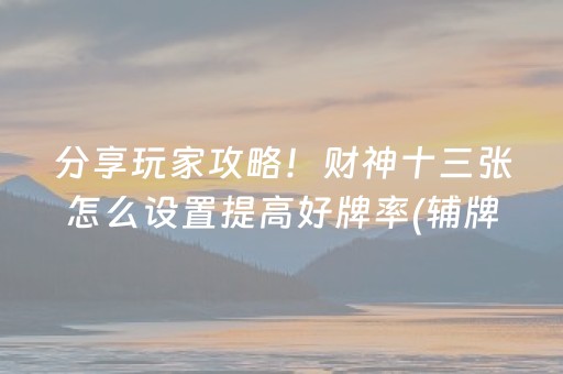 分享玩家攻略！财神十三张怎么设置提高好牌率(辅牌器购买)