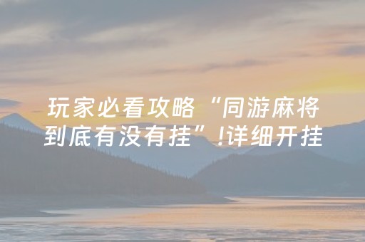 玩家必看攻略“同游麻将到底有没有挂”!详细开挂教程-知乎