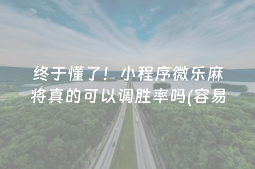 终于懂了！小程序微乐麻将真的可以调胜率吗(容易胡牌的技巧)