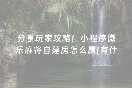 分享玩家攻略！小程序微乐麻将自建房怎么赢(有什么能赢的方法)