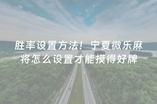 胜率设置方法！宁夏微乐麻将怎么设置才能摸得好牌(助攻神器怎么才会赢)