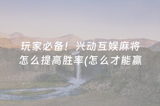 玩家必备！兴动互娱麻将怎么提高胜率(怎么才能赢得多)