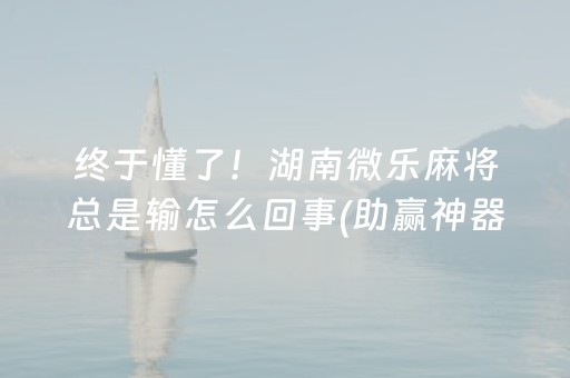 终于懂了！湖南微乐麻将总是输怎么回事(助赢神器购买)