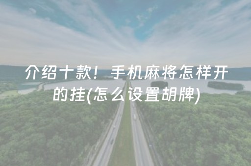 介绍十款！手机麻将怎样开的挂(怎么设置胡牌)