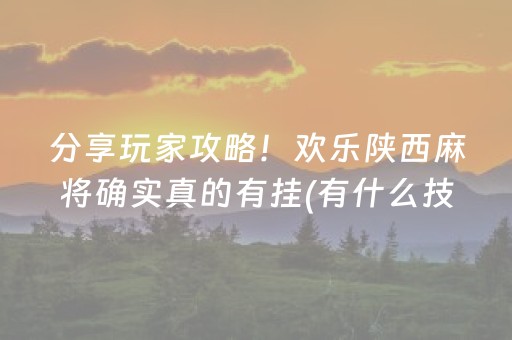 分享玩家攻略！欢乐陕西麻将确实真的有挂(有什么技巧)