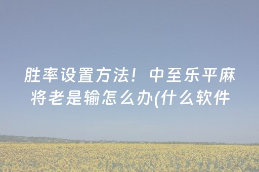 胜率设置方法！中至乐平麻将老是输怎么办(什么软件可以赢)