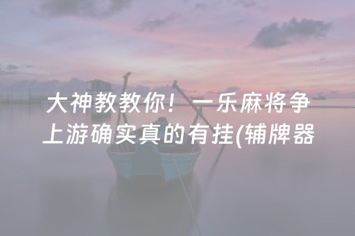 大神教教你！一乐麻将争上游确实真的有挂(辅牌器购买)