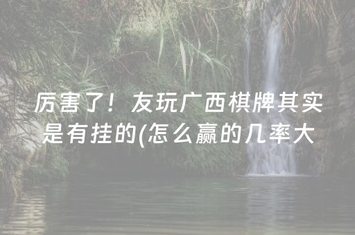 厉害了！友玩广西棋牌其实是有挂的(怎么赢的几率大)