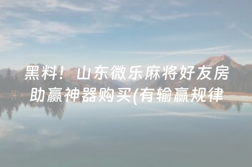 黑料！山东微乐麻将好友房助赢神器购买(有输赢规律吗)