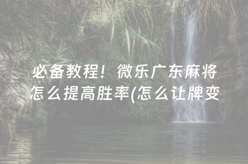 必备教程！微乐广东麻将怎么提高胜率(怎么让牌变好)