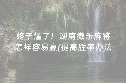 终于懂了！湖南微乐麻将怎样容易赢(提高胜率办法)